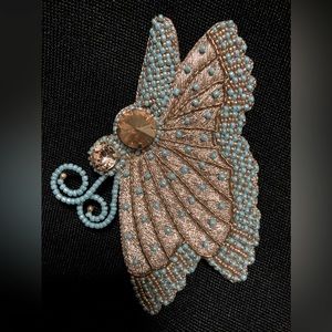Beautiful Handmade Blue Beaded Butterfly Pin